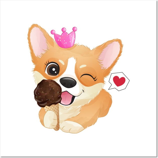 corgi dog love tshirt Wall Art by Tshirt lover 1